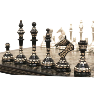 Soviet Inspired Brass Metal Luxury Chess Pieces & Board Set- 14″ – Unique Art