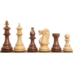 3.7″ British Staunton Weighted Chess Set – Chess Pieces Only- Golden Rosewood & Boxwood