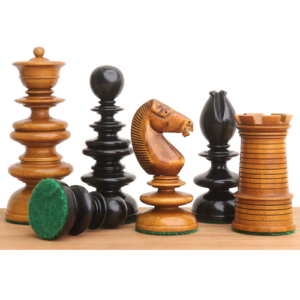 3.3″ St. John Pre-Staunton Calvert Chess Set – Chess Pieces Only – Ebony Wood & Antique