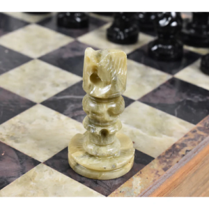 Soap Stone Handcarved Chess Pieces & Board Set -Includes Storage Case-10″ board