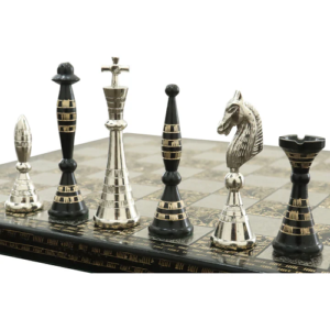 Solid Brass Metal Tribal Artwork Warli Luxury Chess Pieces & Board Set- 12″