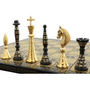 Solid Brass Metal Tribal Artwork Warli Luxury Chess Pieces & Board Set- 12″