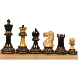 3.9″ Parker Staunton Carved Chess Set – Chess Pieces Only- Lacquer (gloss)finish Boxwood