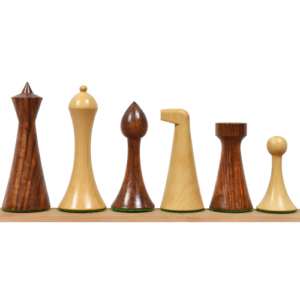 3.6″ Herman Ohme Minimalist Combo Chess Set- Chess Piece & Board-Golden Rosewood