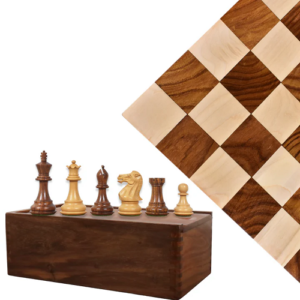 Combo of 3.6″ Professional Staunton Chess Set – Pieces in Golden Rosewood with Board and Box