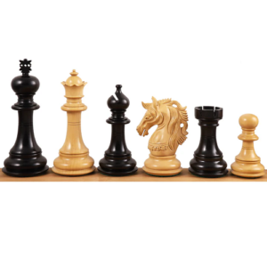 Combo of 4.6″ Prestige Luxury Staunton Ebony Chess Pieces with 23″ Large Ebony & Maple Wood Chessboard and Storage Box