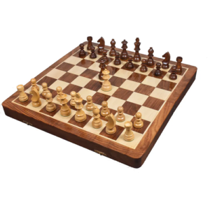 20″ Very Large Golden Rosewood & Maple Wooden Inlaid Chess Set Board for Travel