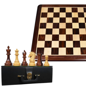 Combo of 3.9″ Craftsman Series Staunton Chess Set – Pieces in Rosewood with Board and Box