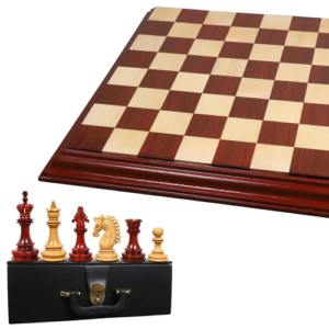 Combo of 4.5″ Carvers’ Art Luxury Chess Set – Pieces in Bud Rosewood with Board and Box