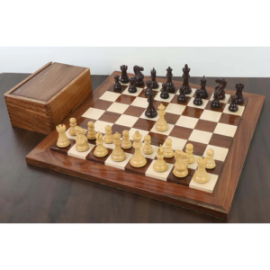 3.9″ Professional Staunton Chess Set – Chess Pieces Only – Weighted Rosewood & Boxwood