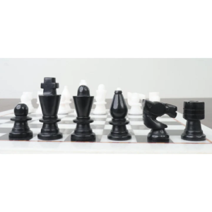 Marble Stone Chess Pieces & Board Set – Black and White – 12″ – Handcarved Gift