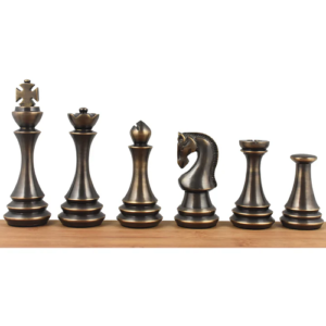 4.4″ Russian Zagreb Brass Metal Luxury Chess Set – Chess Pieces Only – Silver & Antique