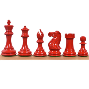 4.1″ Pro Staunton Weighted Red & White Painted Wooden Chess Set – Chess Pieces Only -4 queens