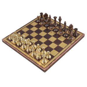 Staunton Inspired Brass Metal Luxury Chess Pieces & Board Set – 12″ -Copper Gold- Unique Art